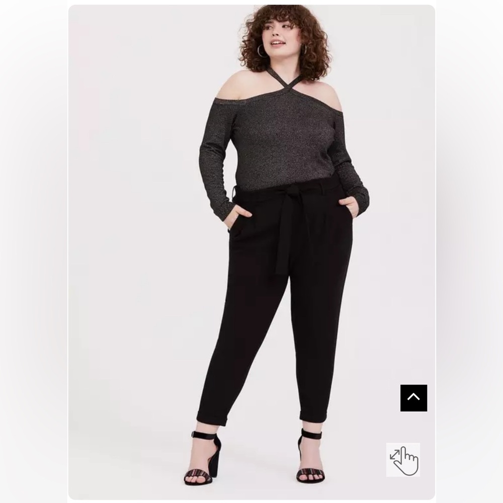 NWT Studio Torrid Women’s Pants 2X 18-20 Black Tie Front Tapered Leg Pull On